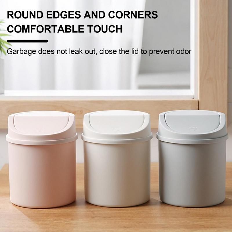 universal Waste Bin with Lid Desktop Office Organizer Storage Home Garbage Basket Container Table Trash Bin Small Trash Can
