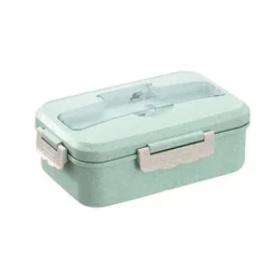 Microwave Lunch Box with Spoon Chopsticks Wheat Straw Dinnerware Food Storage Container Children Kids School Office Bento Box