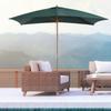 Parasol 2x3 m for Garden in Lacquered Wood and Bamboo with Removable Cover, Dark Green