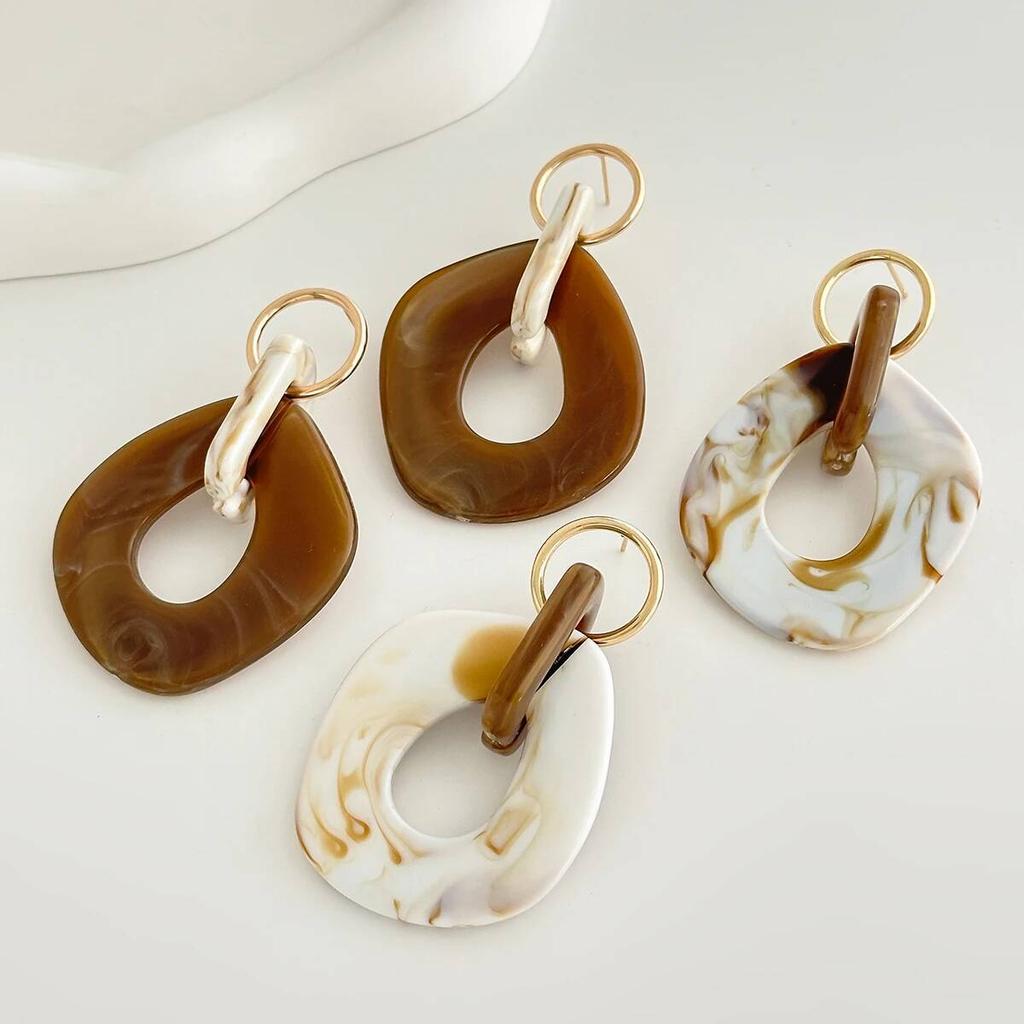SHIXIN Orecchini Pendenti Geometrici in Acrilico dal Design Vintage per Donna Lusso Irregolare Quadrati Vuoti Orecchini Pendenti Gioielli Regalo