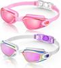 Aegend Swim Goggles 2-Pack No Leaking Anti-Fog UV Protection Mirrored Adult Men Women Wide View Outdoor