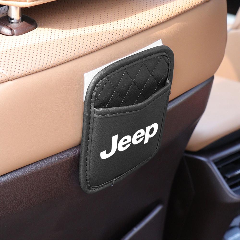 Car Seat Back Hanging Sticky Storage Bag Auto Interior Accessories For Jeep Wrangler Renegade Compass Gladiator Cherokee Libert AKM1