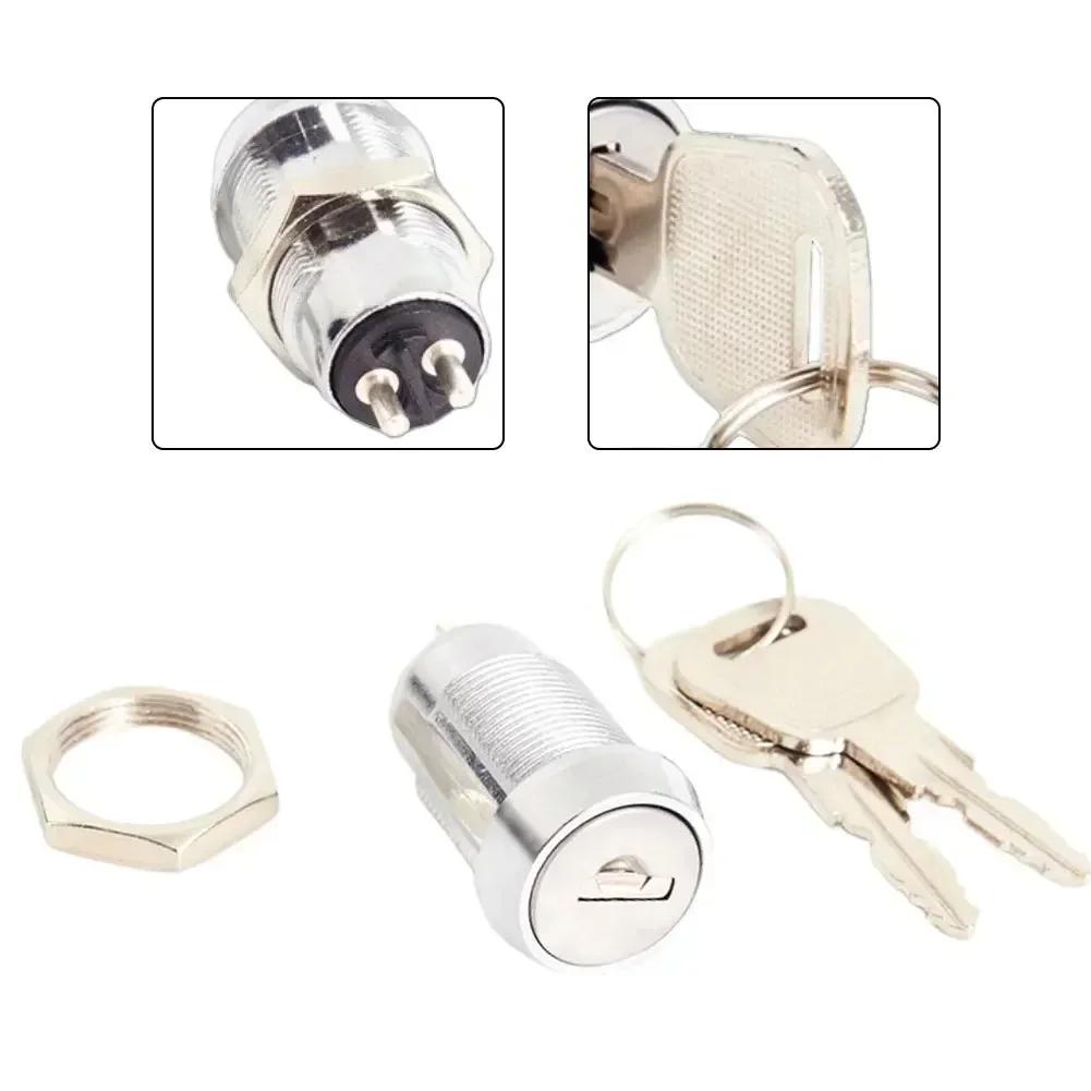 1set Lock With 2pcs Key 19mm Opening For Electric Vehicle Cabinet Zinc Alloy Lock Cylinder Key Switch Household Tools Kit