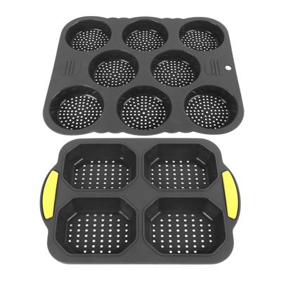 Forma de silicone para pão de hambúrguer com 8 cavidades e forma para baguete com 4 cavidades para fornos de pão