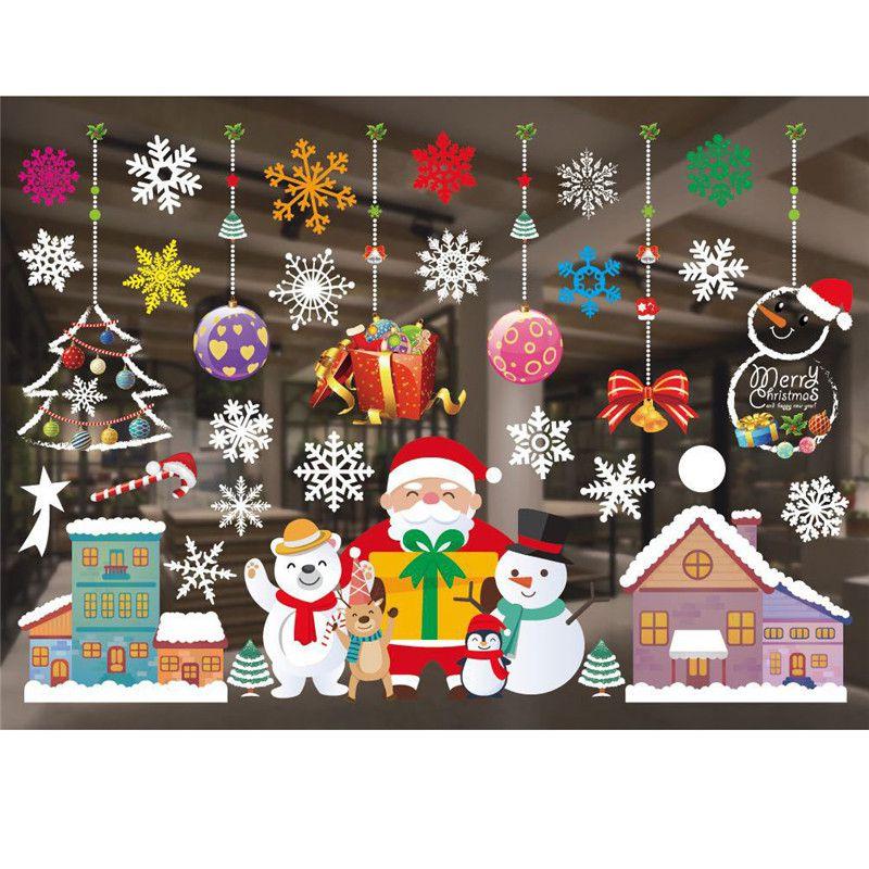 Christmas Wall Merry Stickers Window Glass Decals Home Room Xmas New Year Decor