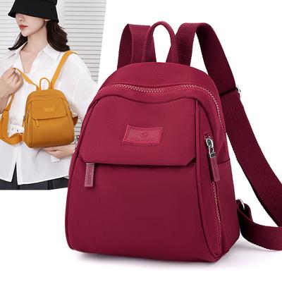 Mochila Escolar Estudantil Mochila de Nylon Feminina Leve Cor Sólida Mochila de Viagem