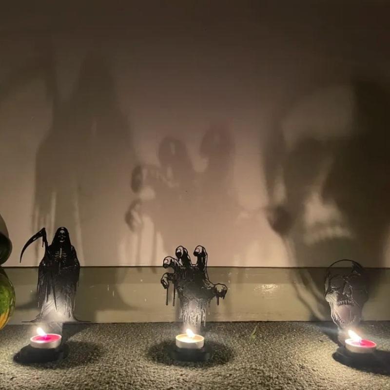 Halloween Candlestick Decoration Ghost/Witch/Pumpkin/Haunted House/Ghost Hand, Suitable For Home Indoor Party Decoration