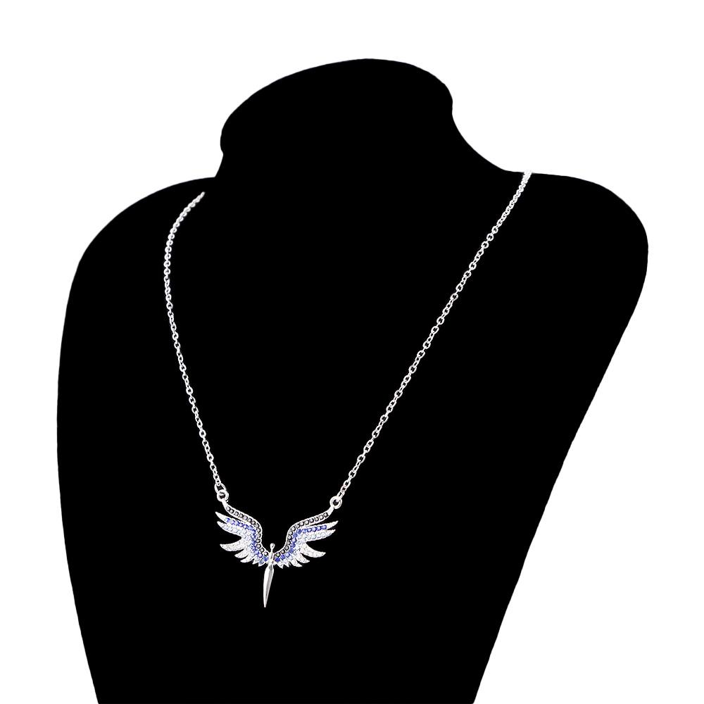 Zinc Zinc Alloy Adjustable Rhinestones Angel Wings Choker Woman Necklaces Korean Neck Jewelry Clavicle Chain