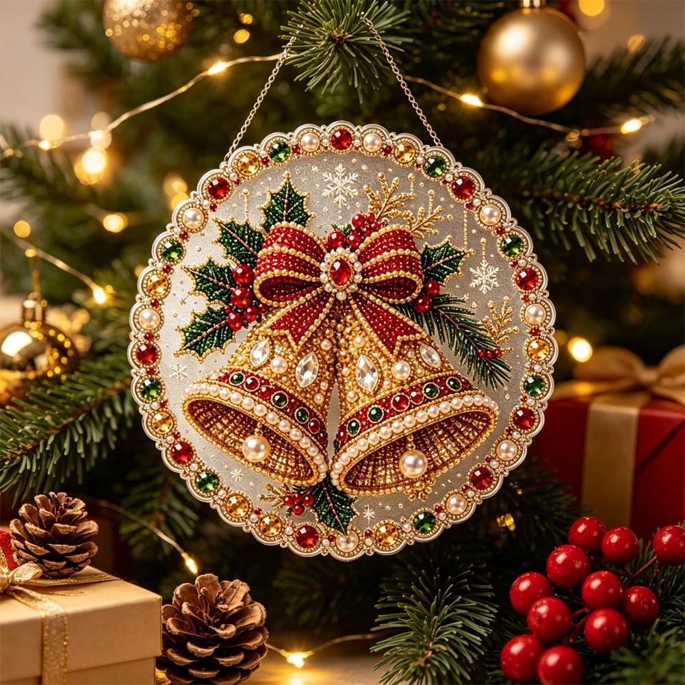 Christmas Pearl Diamond Painting Suncatcher Kit Diy Craft Metal Chain 3d Mixed-sized Pearl Beads Craft Festive Window Wall Decor