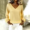 Europe, America, new women's clothing casual loose fashion solid color long-sleeved V-neck pullover