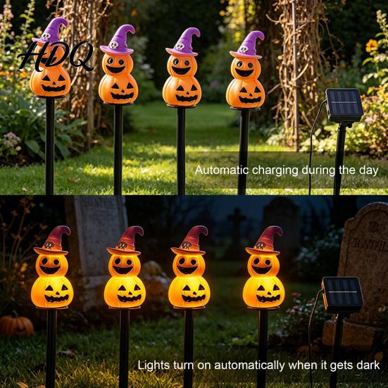 Halloween Party Lawn Decorations 4Pcs/Set Solar Ghost Stake Light 4-in-1 Pumpkin with LED Garden Landscape Lighting Lights Waterproof Decorative