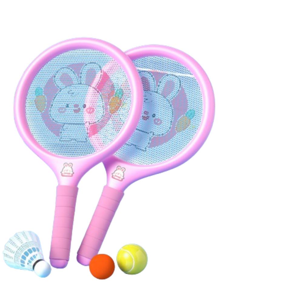 Anti-slip Plastic Rackets with Ball Portable Badminton Children’s Toys Badminton Tennis Set  Kids розовый