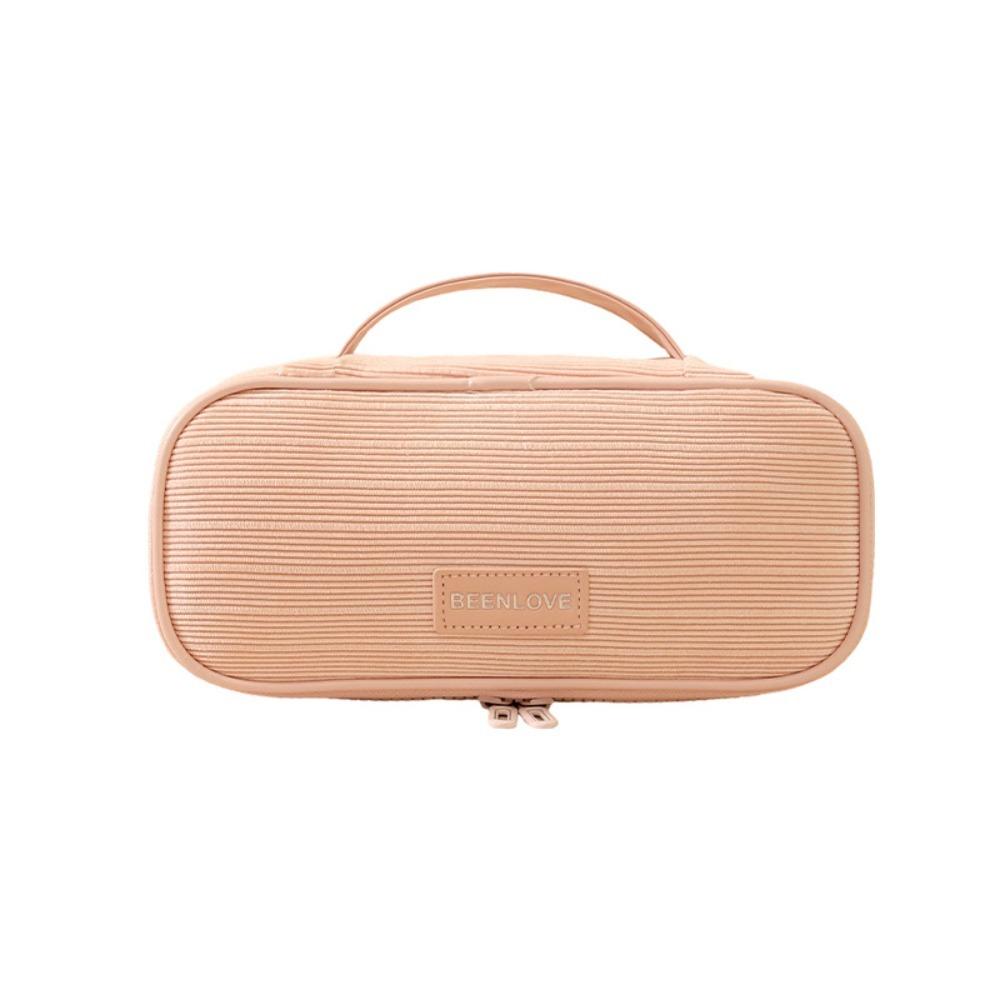 

New Large Capacity Storage Bag Portable Multi-functional Toiletry Bag Solid Color Corduroy Cosmetic Bag Women рожевий