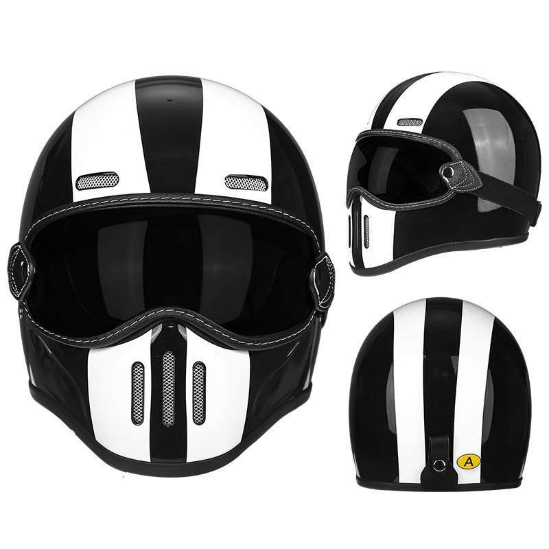 Fiberglass Retro Full Face Motorcycle Helmet Men Women Small Shell Pig Nose Design Harley Cruiser Style