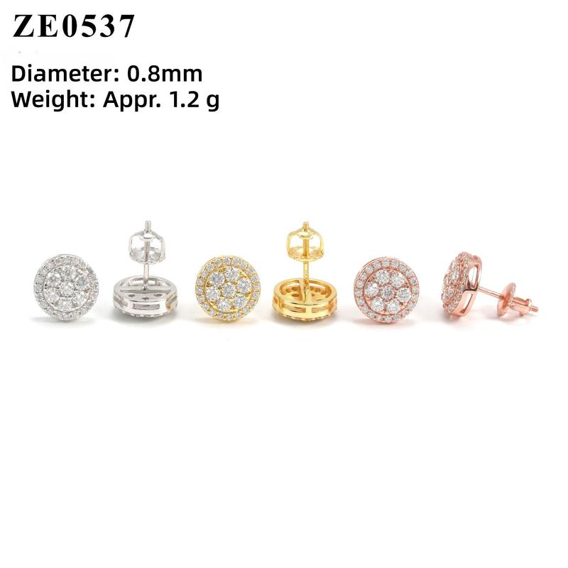 Full Moissanite D Color Women's Hip-hop Round Earrings 925 Silver Screw Ear Stud High Quality Fine Jewelry for Women men Gift