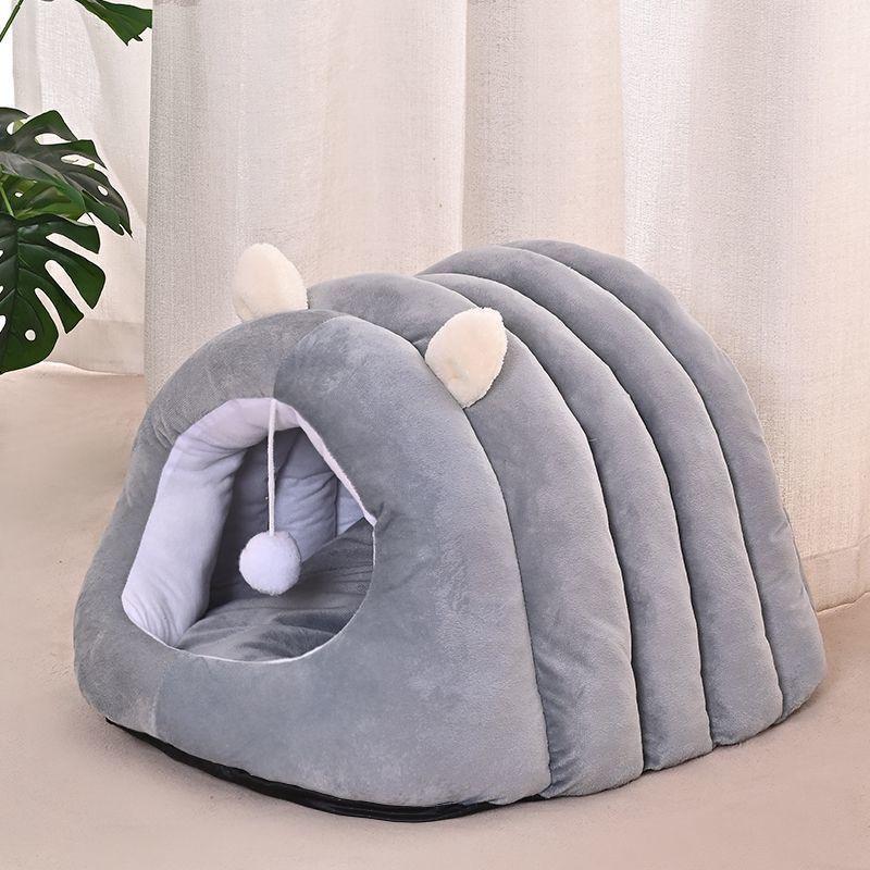 Four Seasons Plush Cat and Dog Bed - Warm, Cozy Nest for Small Pets