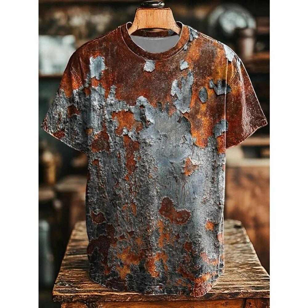 Fun Retro Rust 3D Print Men's T-Shirts Summer O-Neck Short Sleeve T Shirt Hip Hop Oversized Tees Harajuku Y2K Tops Women Clothing