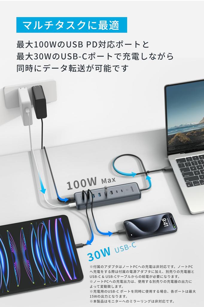 Anker Data Hub 5Gbps High Speed Data Transfer 100W USB PD Compatible 65W Adapter Included Port Port Equipped with microSD SD Card Slot Compatible with