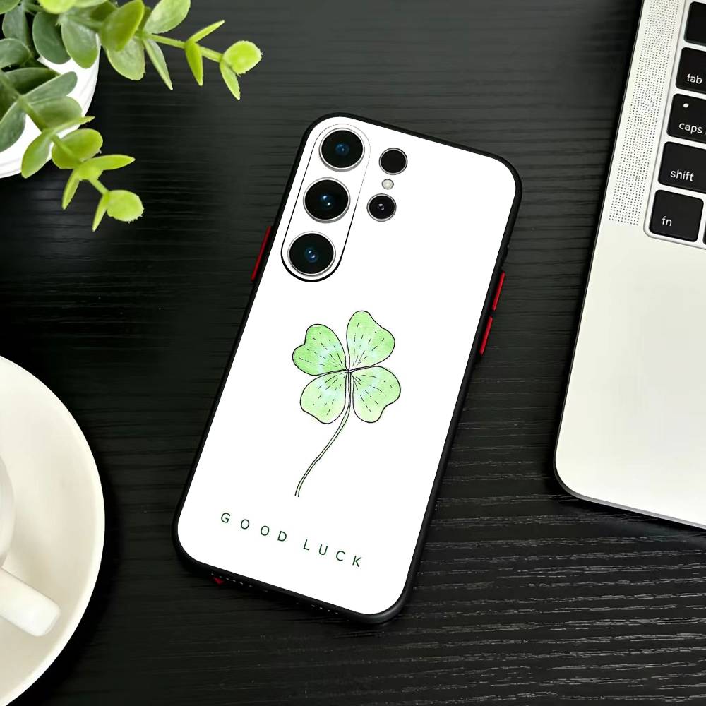 2026-Four-leaf Clover Phone Case For Samsung S26,S25,S24,S23,S22,S21,S20,Plus,Fe,Lite,Others Black Cover