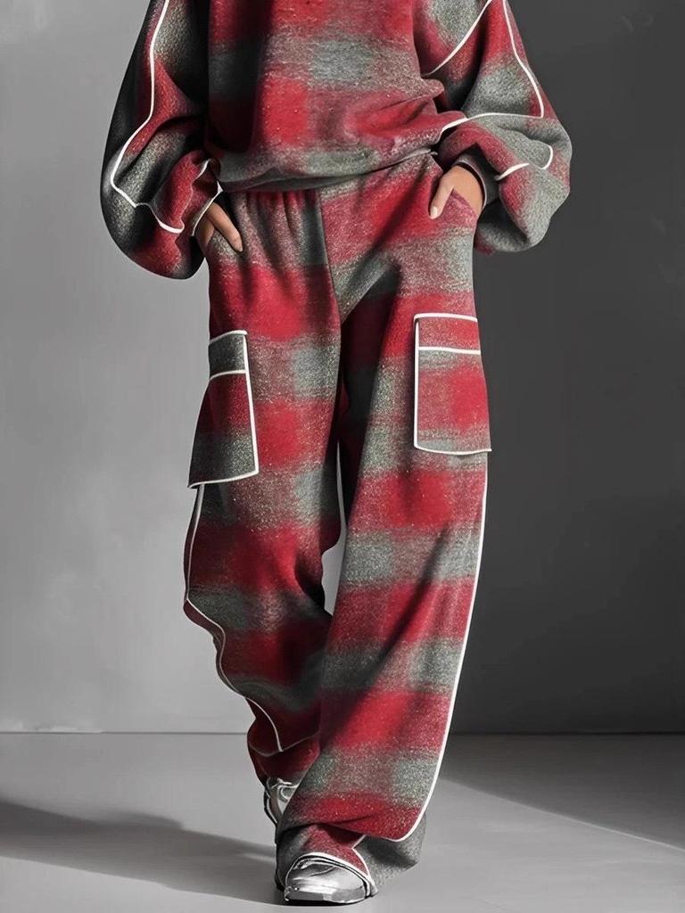 2025 European & American Women's Plaid Ruffled Pantsuit – Distressed Street Style