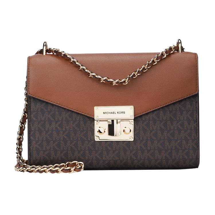 

Michael Kors MK Rose Chain Logo Flap Leather Shoulder Bag Medium Women shoulder bag Dark-Brown 35T0GXOL2B-200 Basic Set (Bag+Dust Bag)