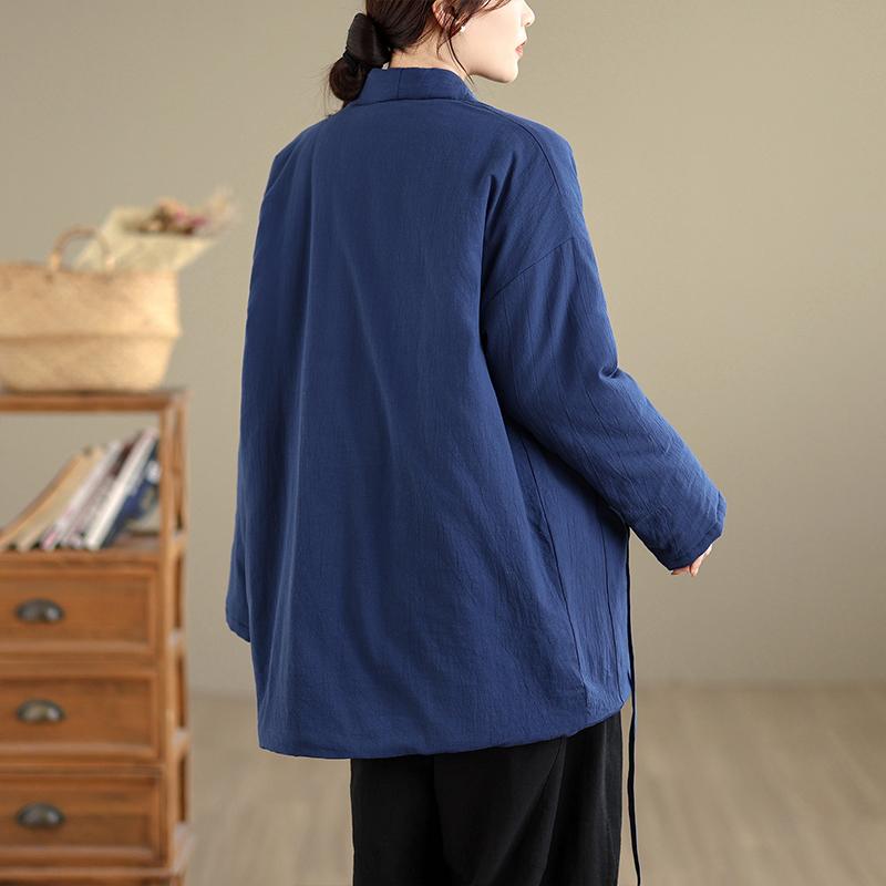 Autumn Spring Winter Cotton Padded Oversized Vintage Outerwears Women Casual Loose Jacket Coat