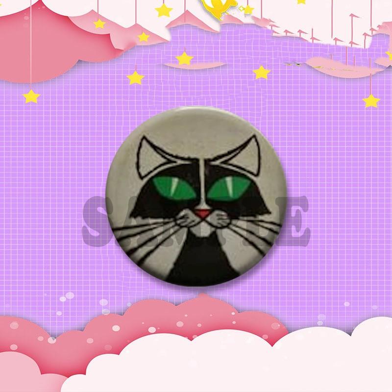 Funny Green Eyed Cat Pin Fashion Jewelry Accessories Billiard Ball 2 Round Brooch on Backpack Fan Collection Jewelry Badge Gifts