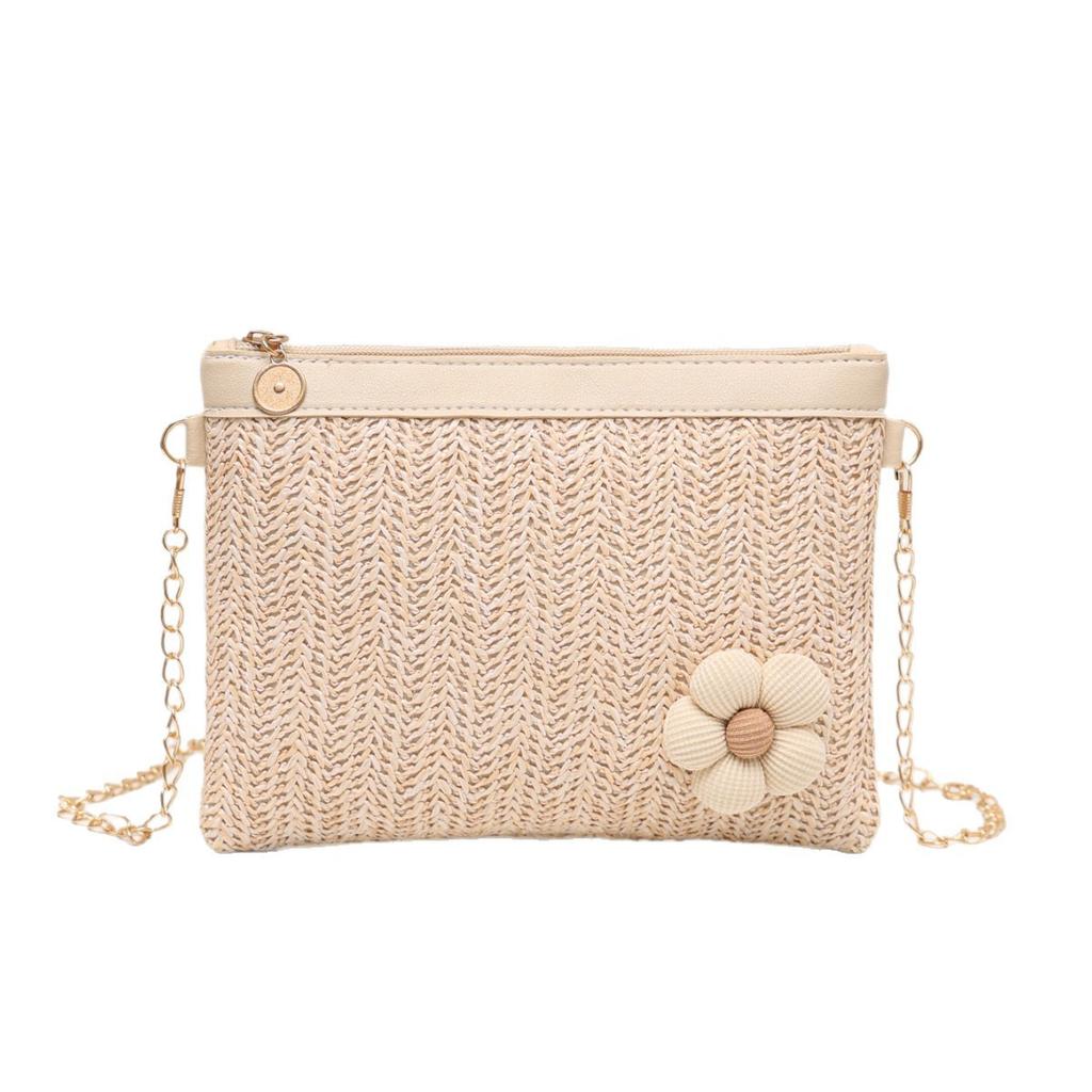 Straw bag Casual messenger bag Woven clutch women's bag Summer beach bag Mobile phone handbag