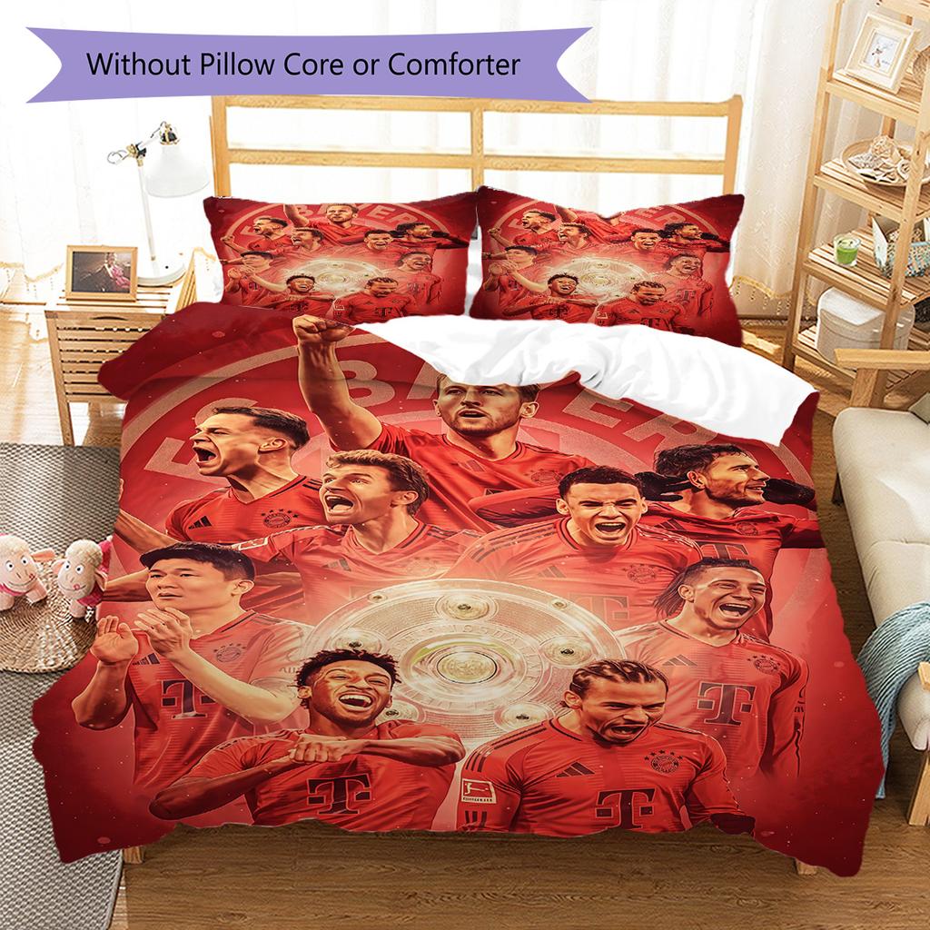 FCB Pattern Bedding Quilt Set Quilt Cover Pillowcase Home Decoration Birthday Gift (1 * duvet cover + 2 * pillowcase, without core)