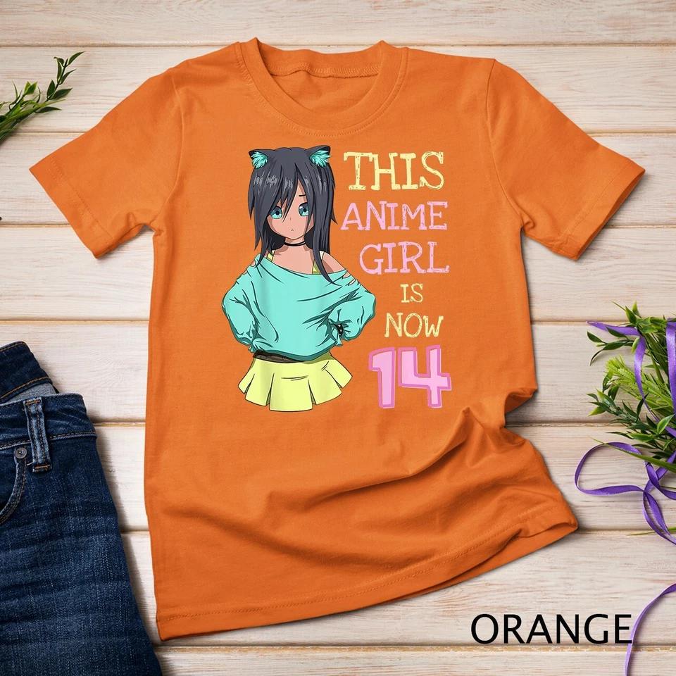 This Anime Girl Is Now 14 Years Old Birthday Girl Kawaii T-Shirt Unisex T-shirt 7 S
