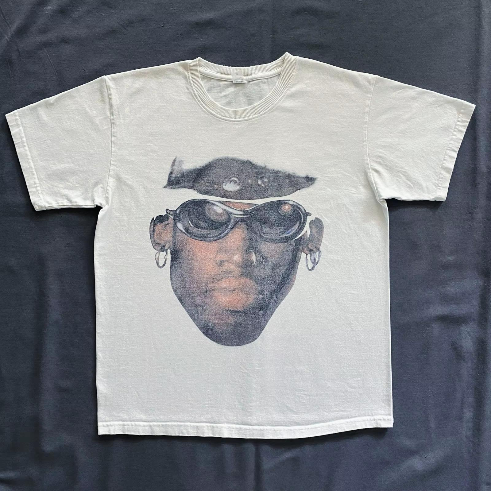 Dennis Rodman Face Graphic T Shirt Mens Y2K Vintage Style Streetwear Tee S-3XL M