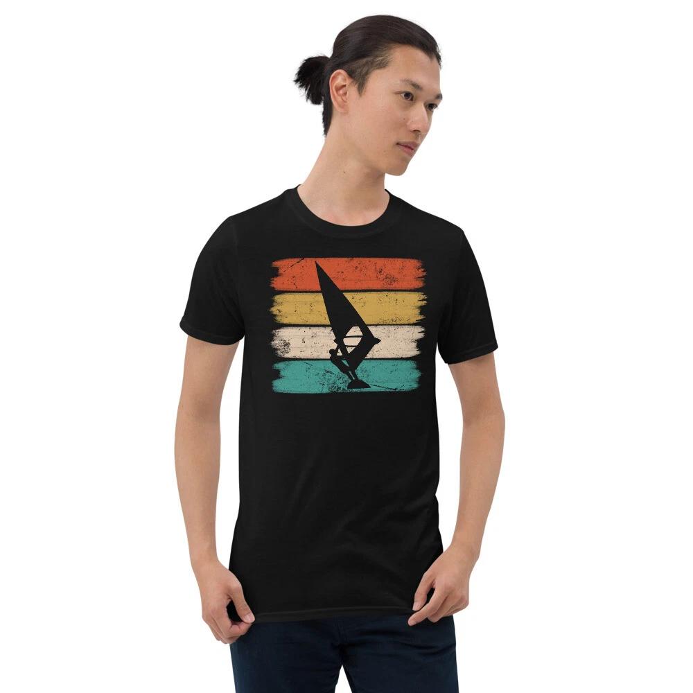 Strips Vintage Retro Style Design Windsurfing Gift Hobby Unisex T-Shirt S