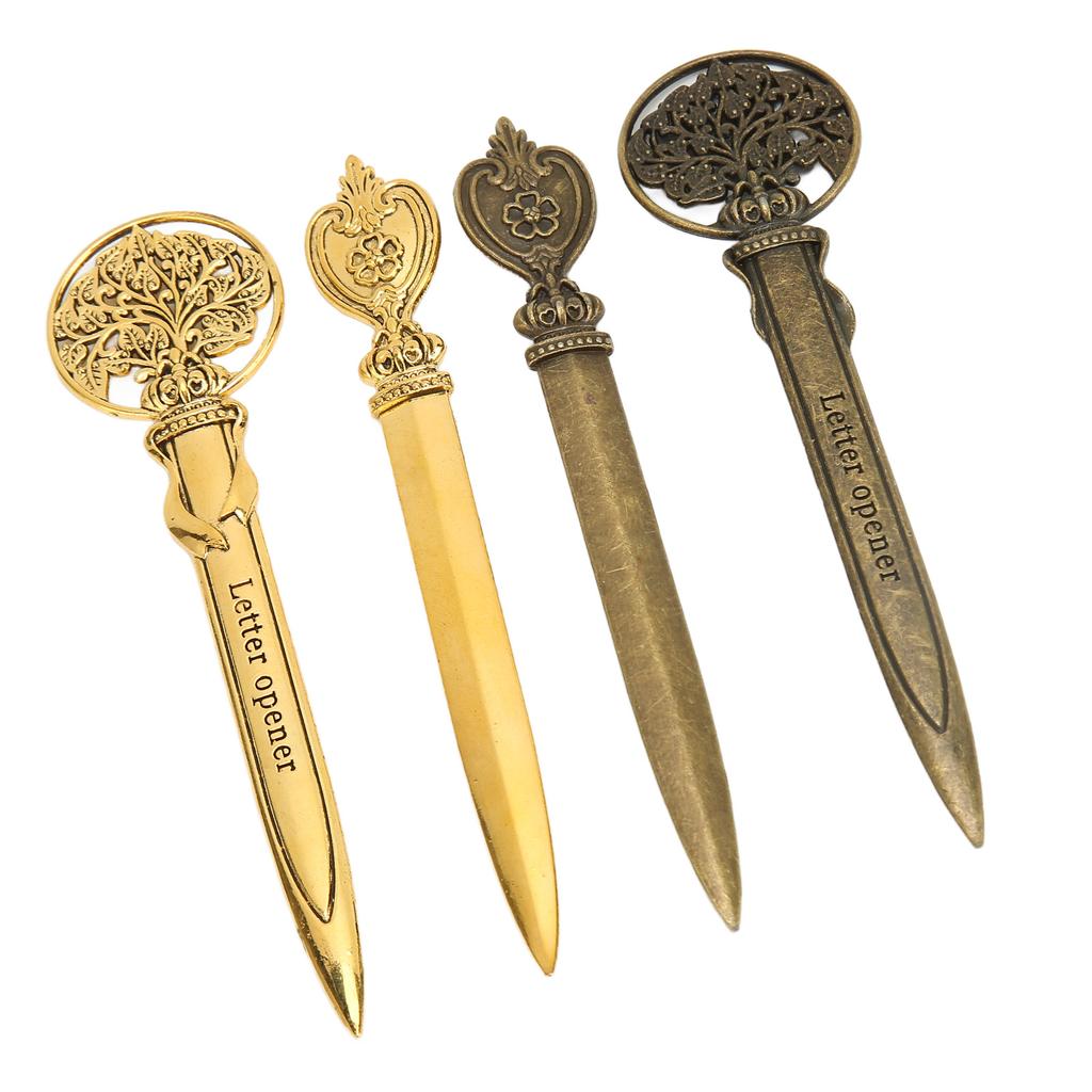 4 Pcs Letter Openers Retro Lightweight Compact Ergonomic Zinc Alloy Mail Opener Knife