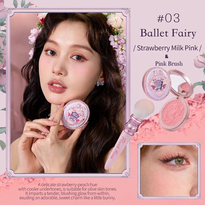 Flower Knows Midsummer Fairytales Powder Blush Lightweight Smooth Blendable,Long-lasting All-Day Face Enhancing Makeup Blusher
