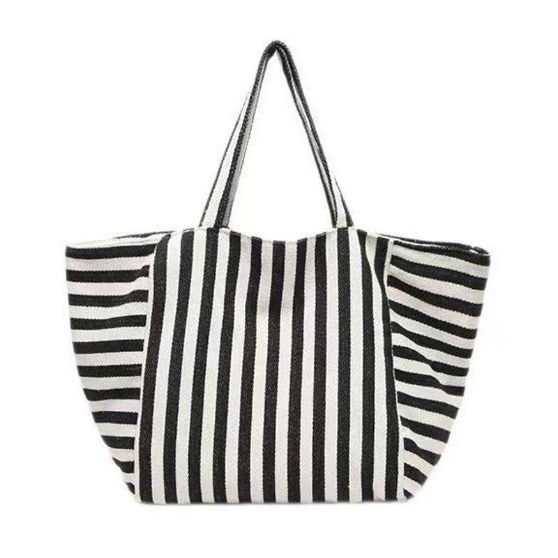 Korean Version Large Capacity Tote Bag New Fashion Striped Tote Bag Shoulder Bag