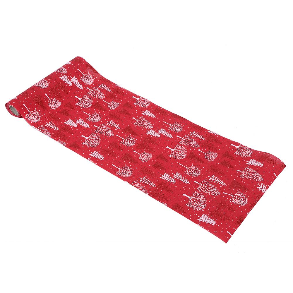 Household Christmas Polyester Printed Table Runner Cloth Home Party Banquets DecorationA Type Red Christmas Tree