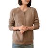 2025 Women's Thickened Wool Cardigan: Round Neck, Slimming, Warm Knit Sweater for Spring/Autumn