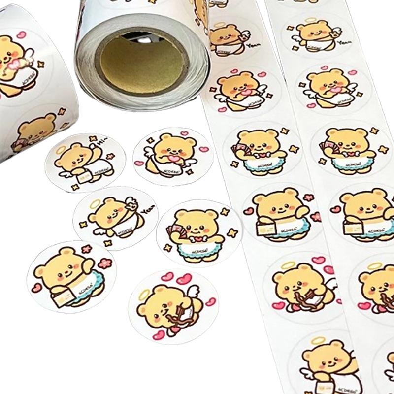 500Pcs Self Adhesive Diy Decoration Butter Bear Cartoon Animal Cute Waterproof Decorative Sticker Tablet Phone Case Sticker