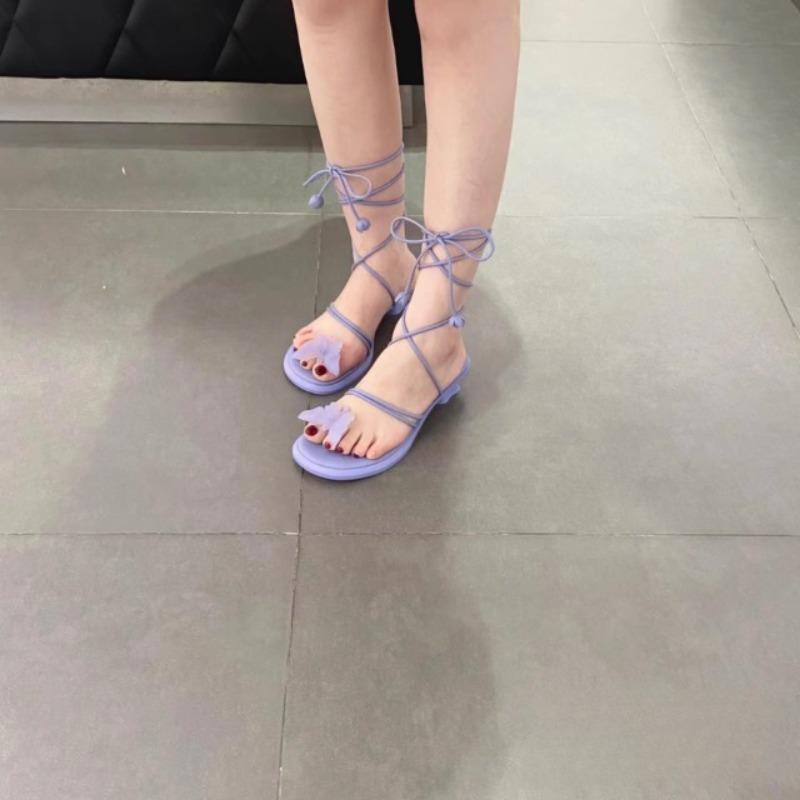 Fashion Women's Sandals Sexy Clip Toe-foot Nude Straps for Women's Shoes Summer New Beige Butterfly Low Heel Comfortable Sandals
