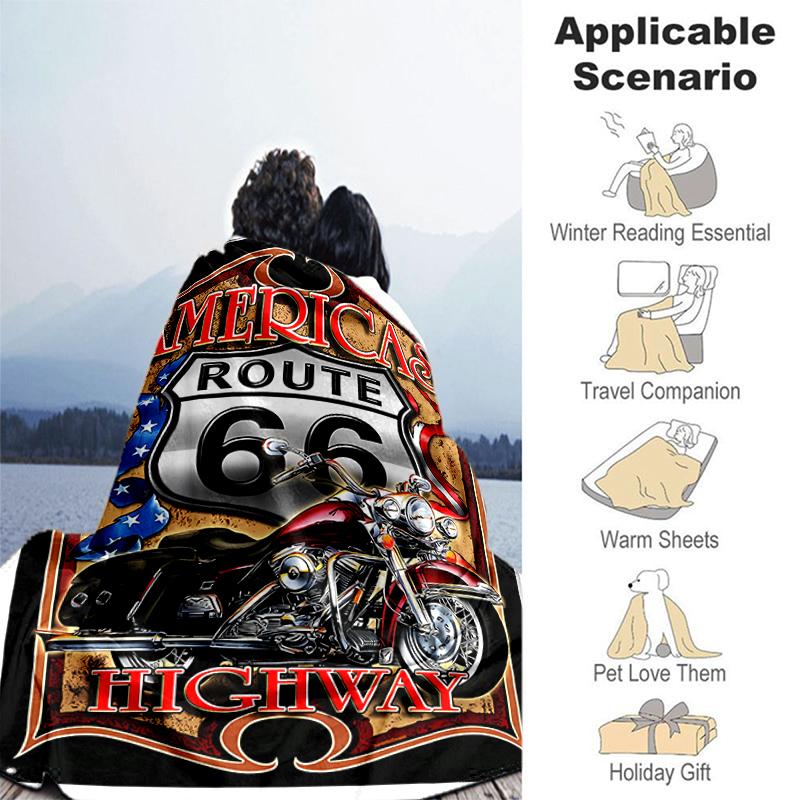 1pc Blanket U.S. Route 66(1) Print Design, Lightweight Blanket for Sofa, Bed- Soft &Warm, Gift for All Seasons like Christmas, Halloween