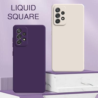 Fundas de silicona líquida cuadradas originales para Samsung Galaxy A22 A32 A42 A52 A52S A72 5G 360 Fundas protectoras suaves a prueba de golpes para teléfono