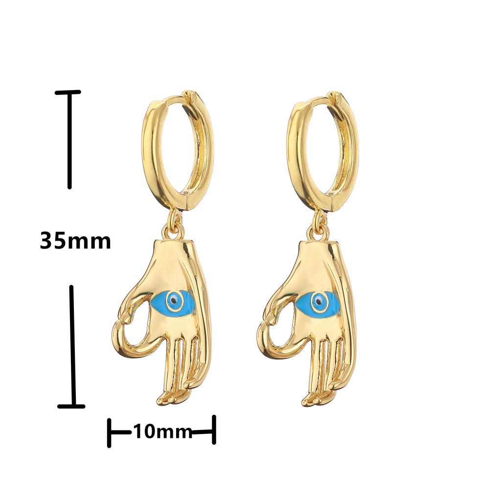 HECHENG,Small Rhinestone Evil Eye Plam Earrings,Hoop Huggie Earrings For Women,Trendy Circle Zircon Gift