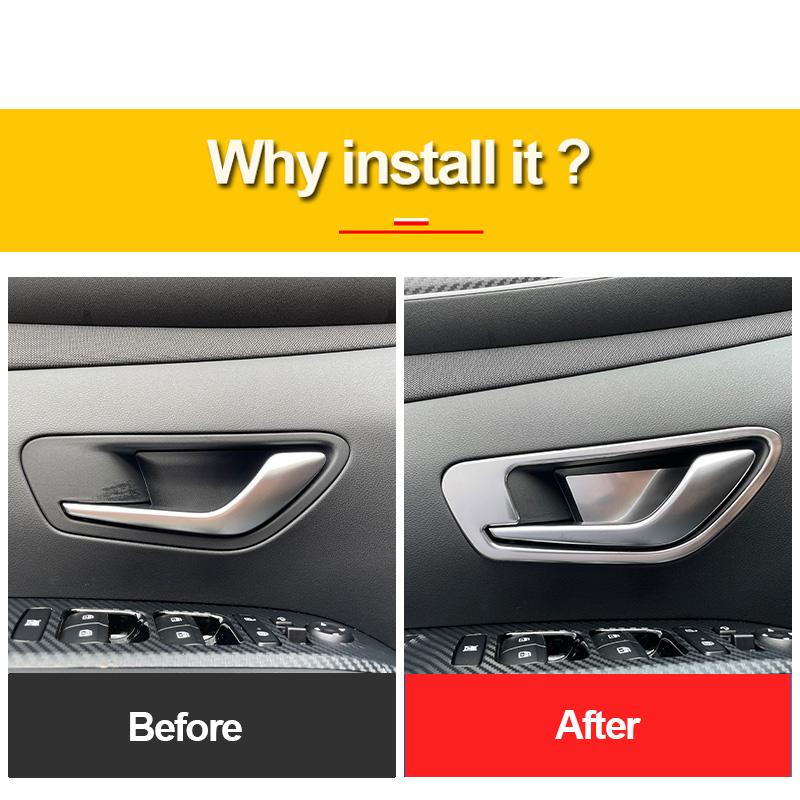 Pre Hyundai Tucson NX4 2023 2024 Hybrid N Line Car Vnútorná kľučka dverí Obloženie krytu misy Príslušenstvo interiéru z nehrdzavejúcej ocele