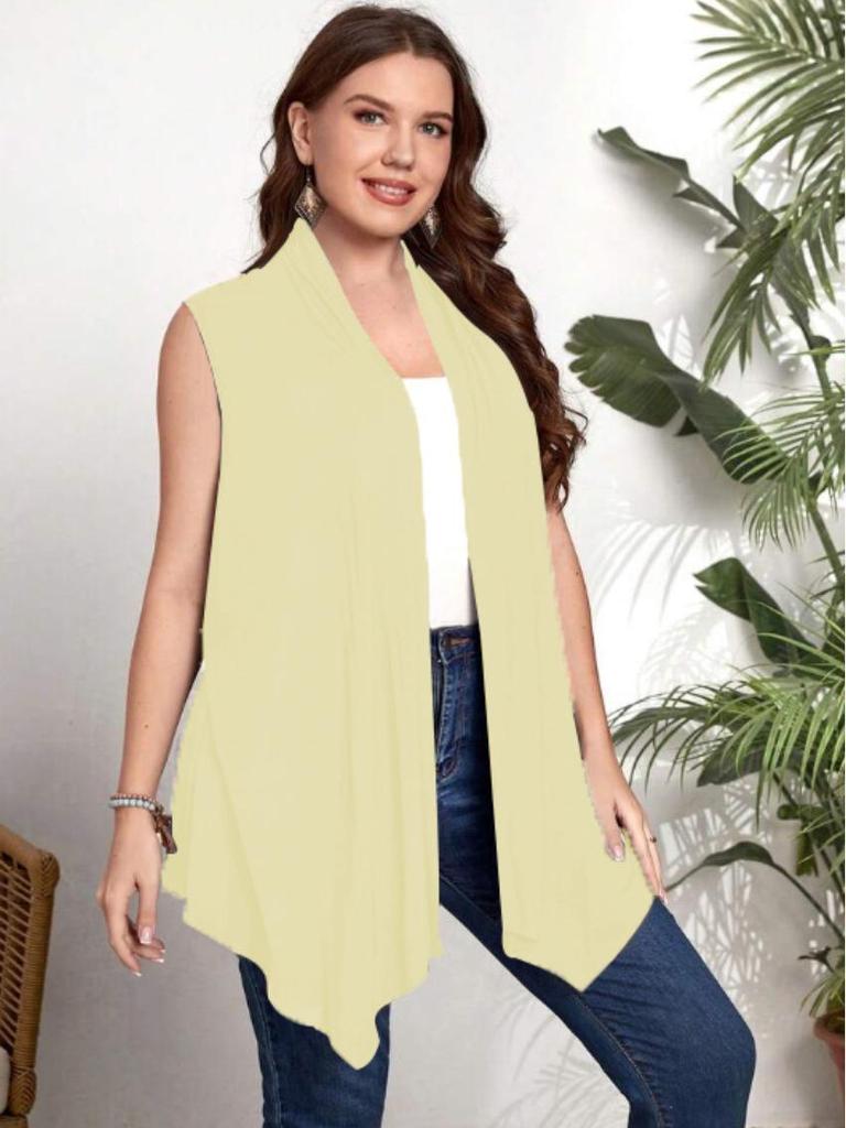 Plus Size Women's Sleeveless Shrug Cardigan - European & American Style