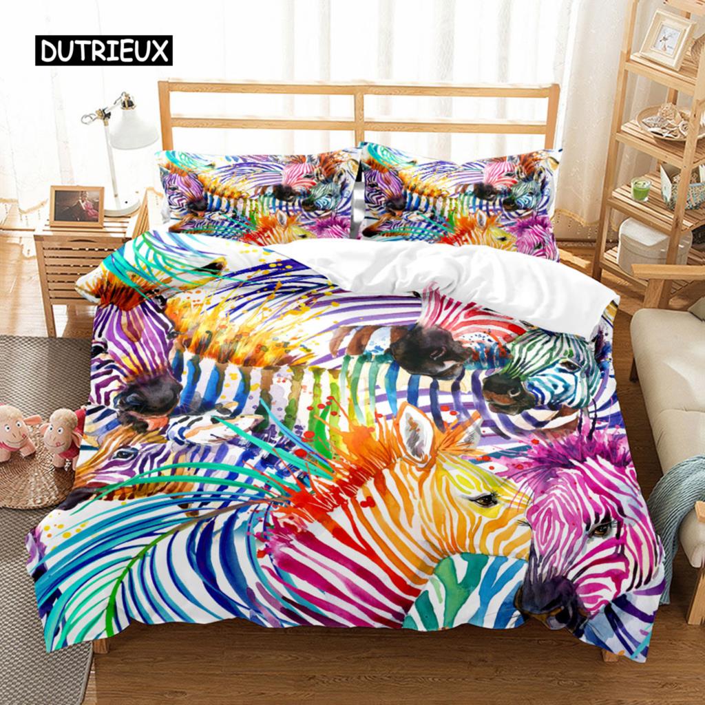 

Duvet Cover Watercolor Hummingbird Flowers Twin Bedclothes Exotic Wildlife White Abstract Polyester Qulit Cover Tropical Birds EU single(135x200cm)