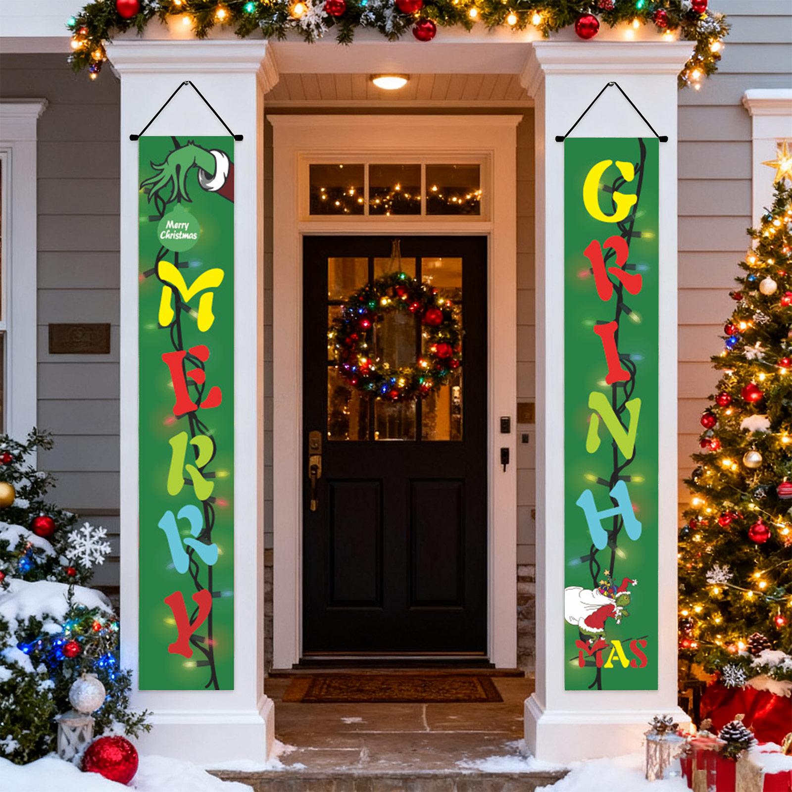 

New Arrival! 30*180cm Christmas GreenGhost Couplets - Polyester,Durable& Eye-catching Design for Home & Cafe Decoration. One Size