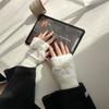 Pearl Bowknot Winter Fingerless Gloves Thickened Bow Gloves Softo= Wrist Sleeves  Winter