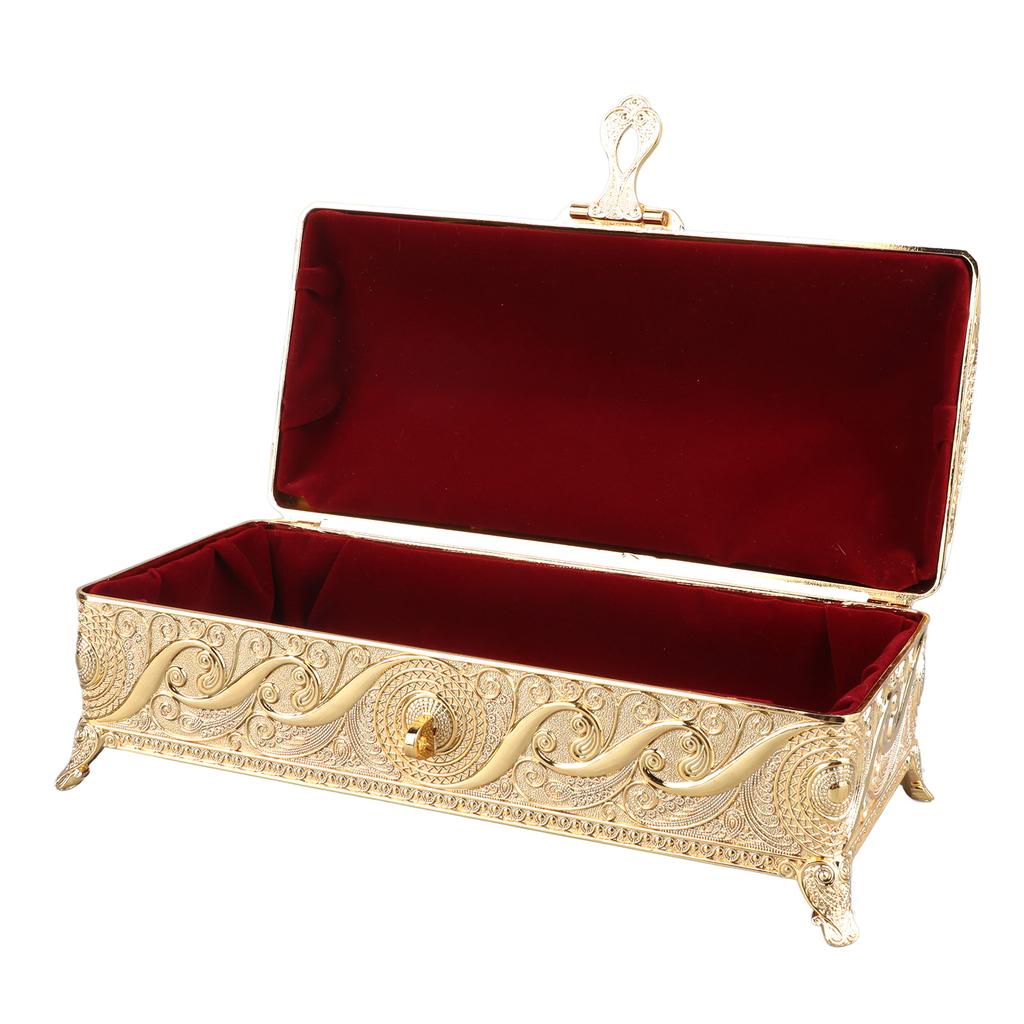Vintage Jewelry Box Elegant Colorfast Alloy Rustproof Soft Lining Trinket Storage Box for Family Decor