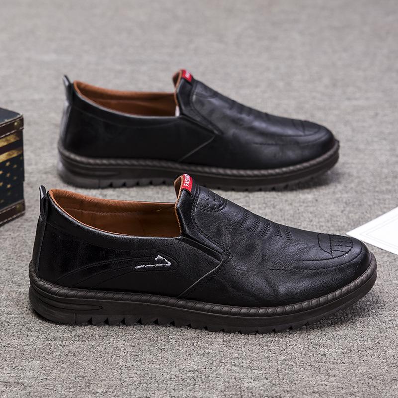 Leather Shoes Spring and Autumn Fashion Soft Leather Casual Leather Shoes Texture Wear-resistant Beanie Shoes Men's Shoes