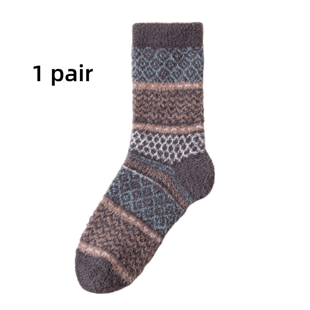 Fashion Autumn Winter Coral Fleece Socks Thicken Warm Sleep Socks Soft Half Fleece Medium Tube Sock For Women Girls